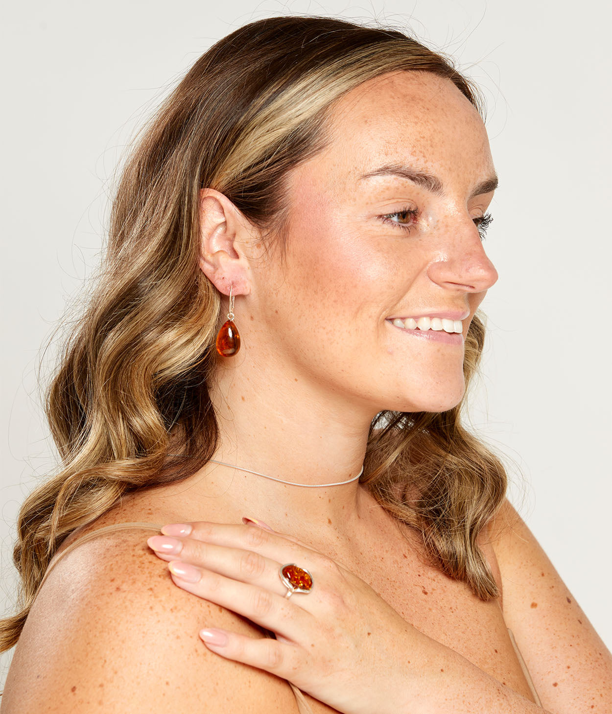 Amber Ripple Ring