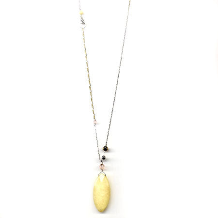 Pale yellow jasper long necklace