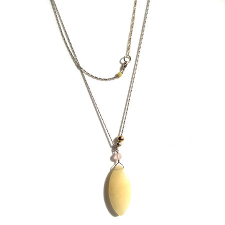 Pale yellow jasper long necklace