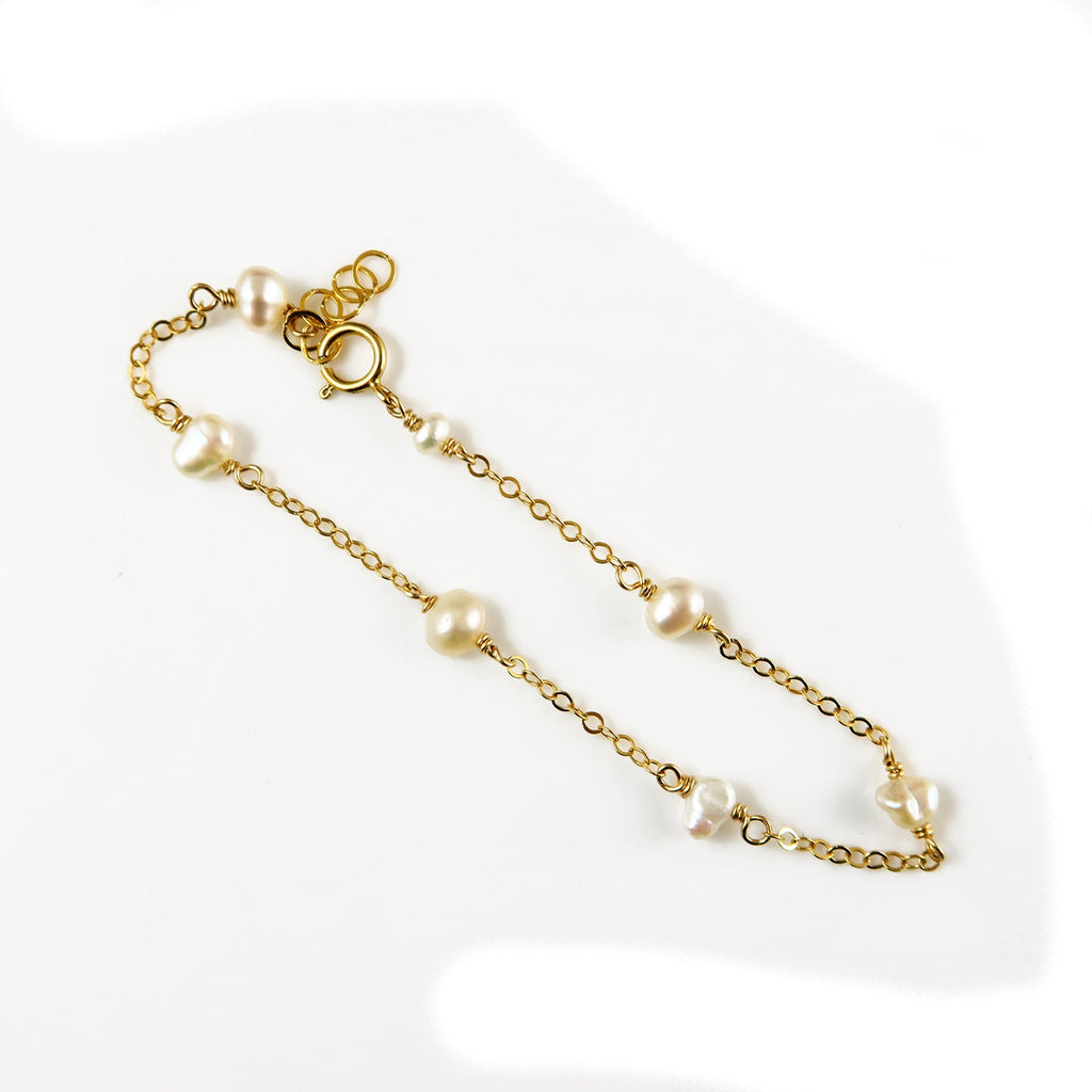 Gold & White Pearl Bracelet