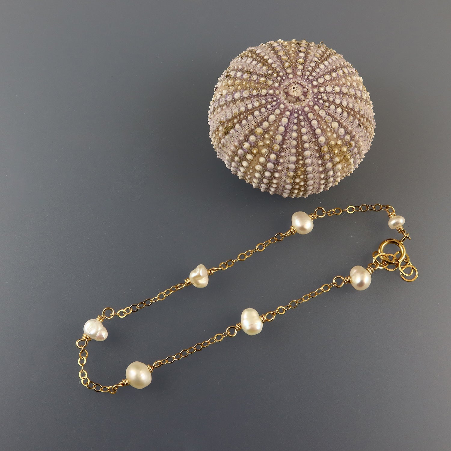 Gold & White Pearl Bracelet