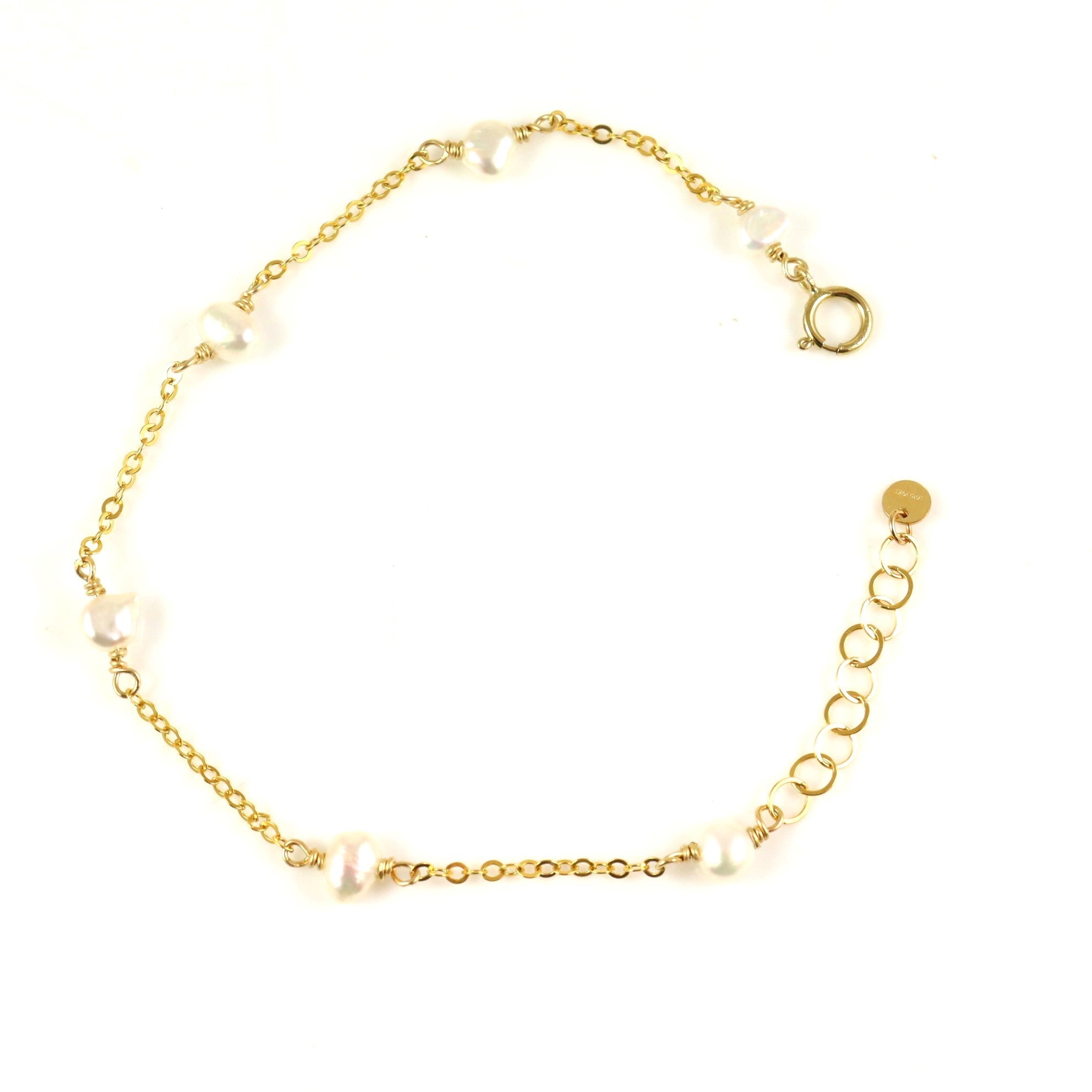 Gold & White Pearl Bracelet