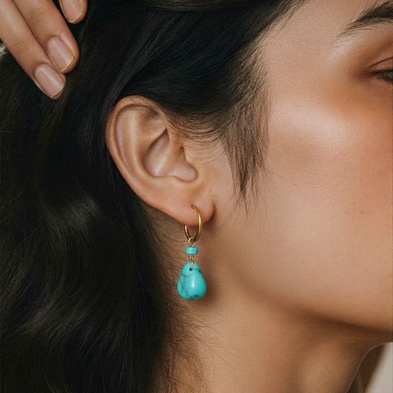 Gold Turquoise Earrings
