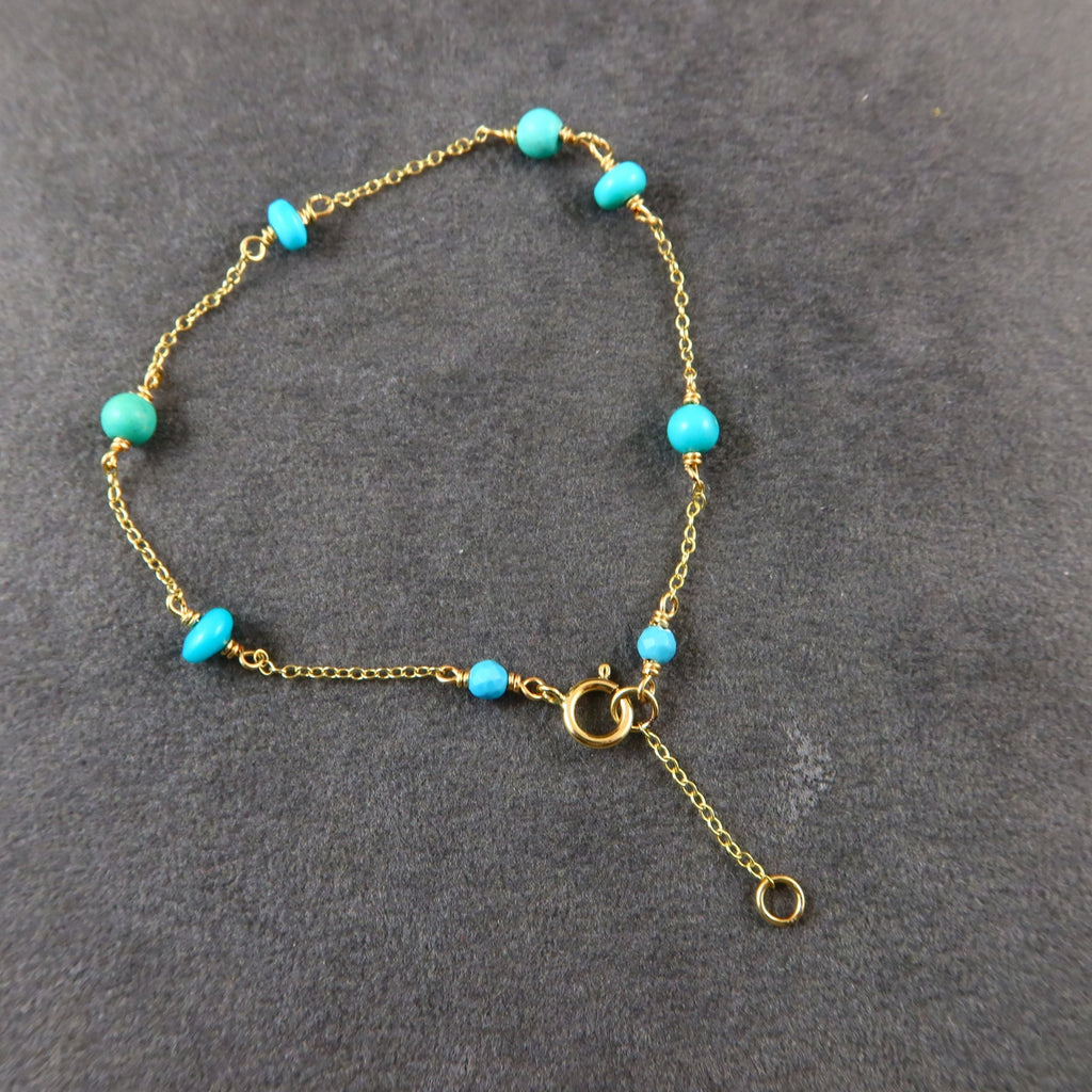 Solid Gold Turquoise Bracelet