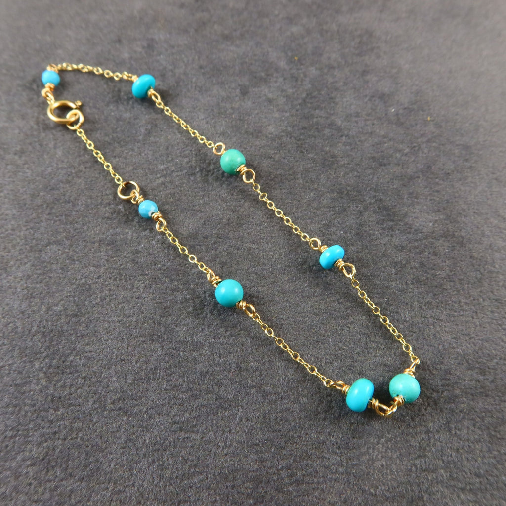 Solid Gold Turquoise Bracelet
