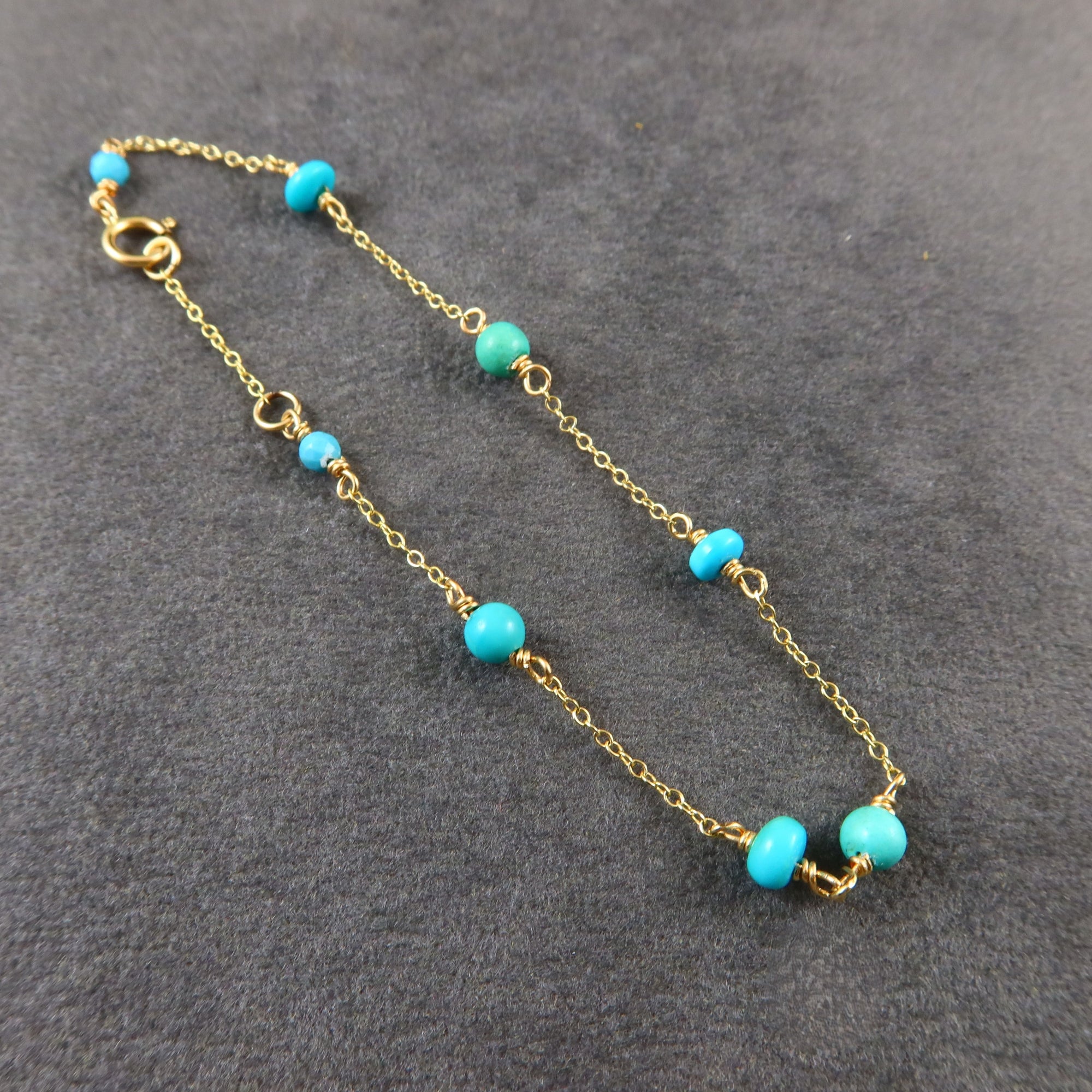 Solid Gold Turquoise Bracelet