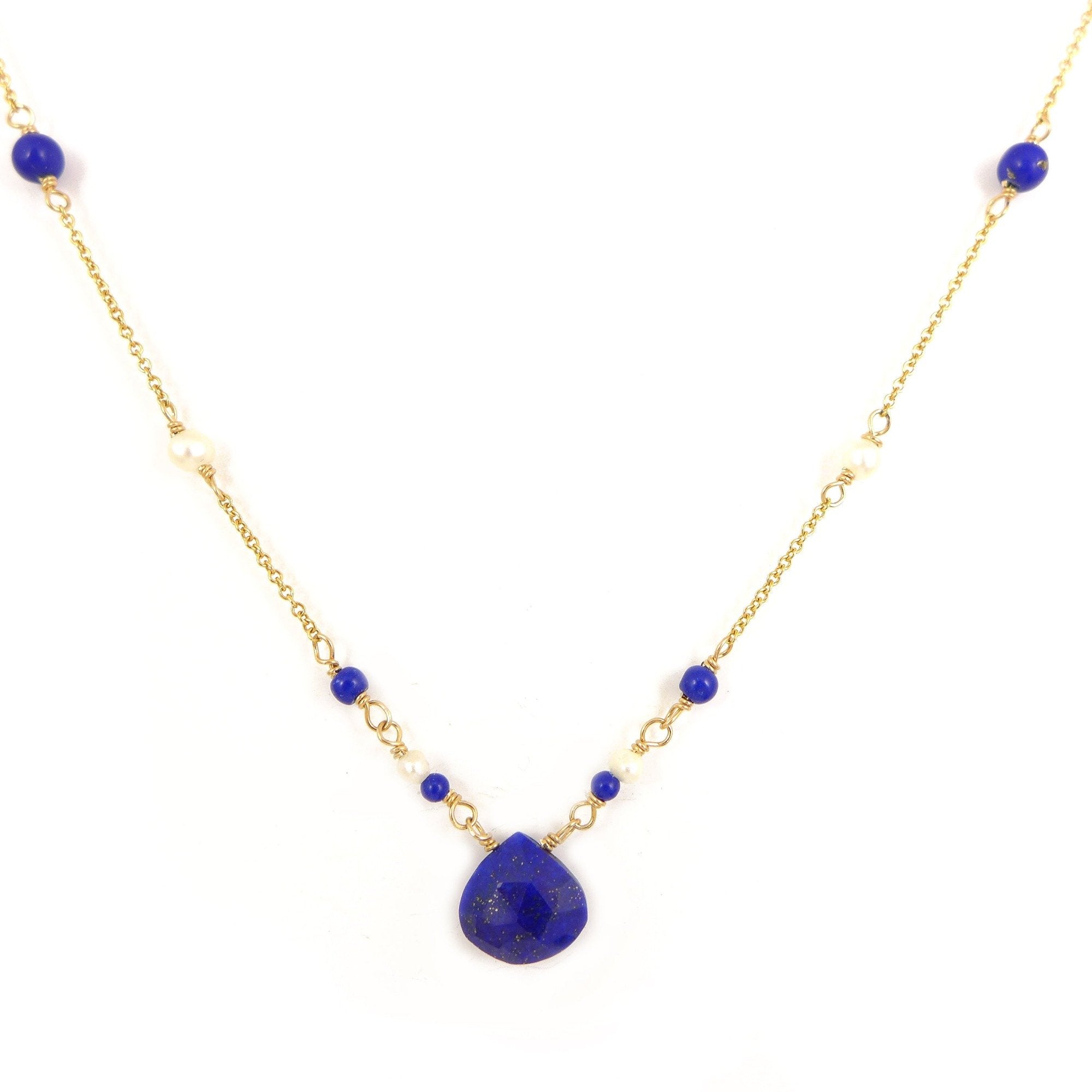 Lapis, Pearl & Gold Necklace