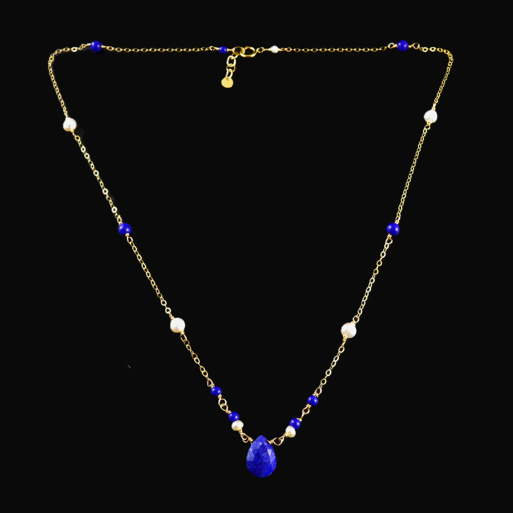 Lapis, Pearl & Gold Necklace