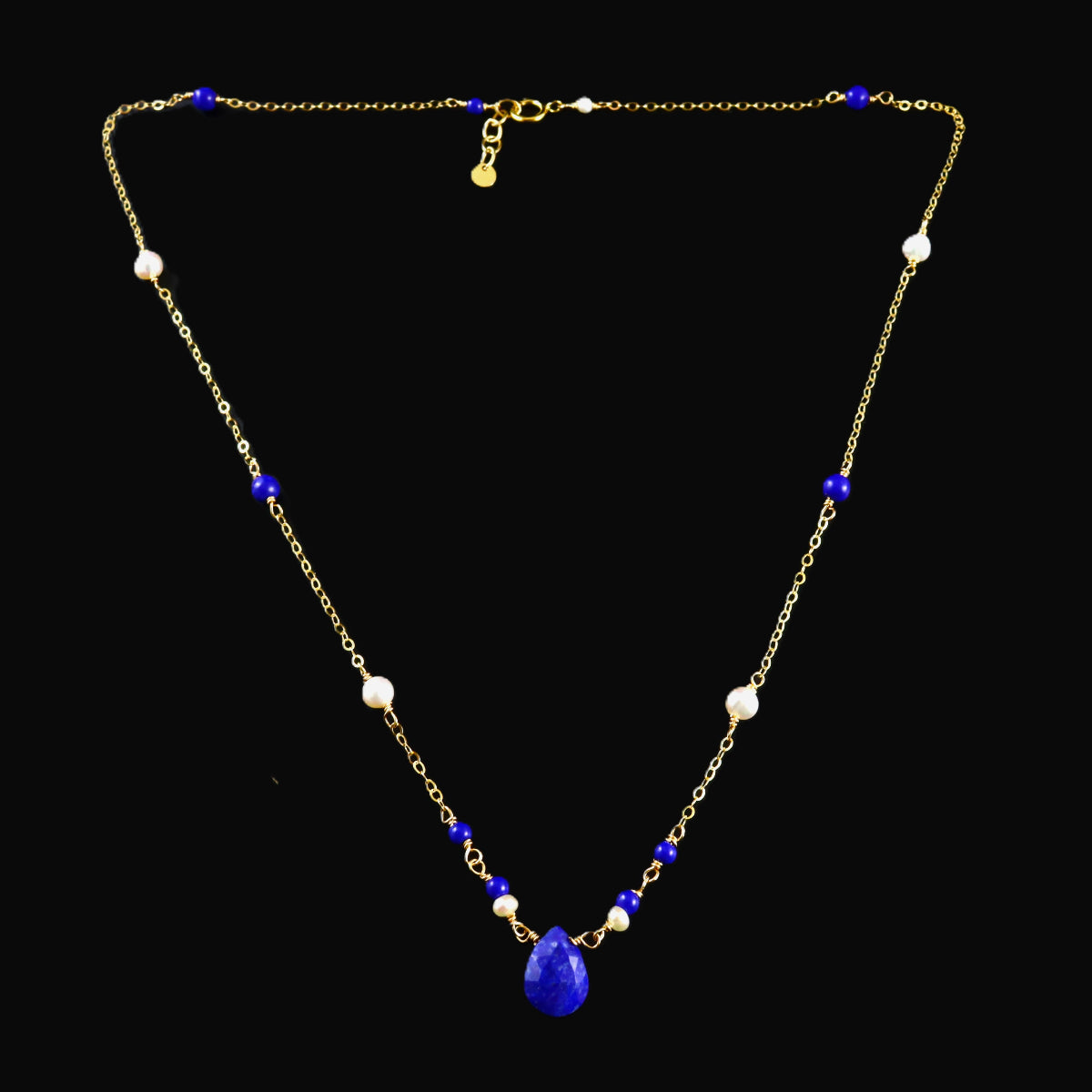Lapis, Pearl & Gold Necklace
