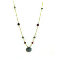 Labradorite & Garnet Gold Necklace