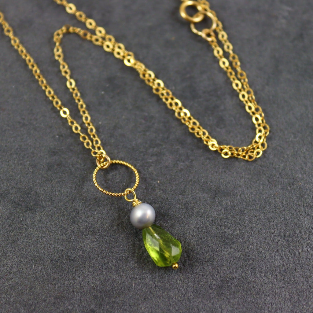 Peridot and Pearl Necklace