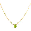 Peridot and Pearl Gold Necklace