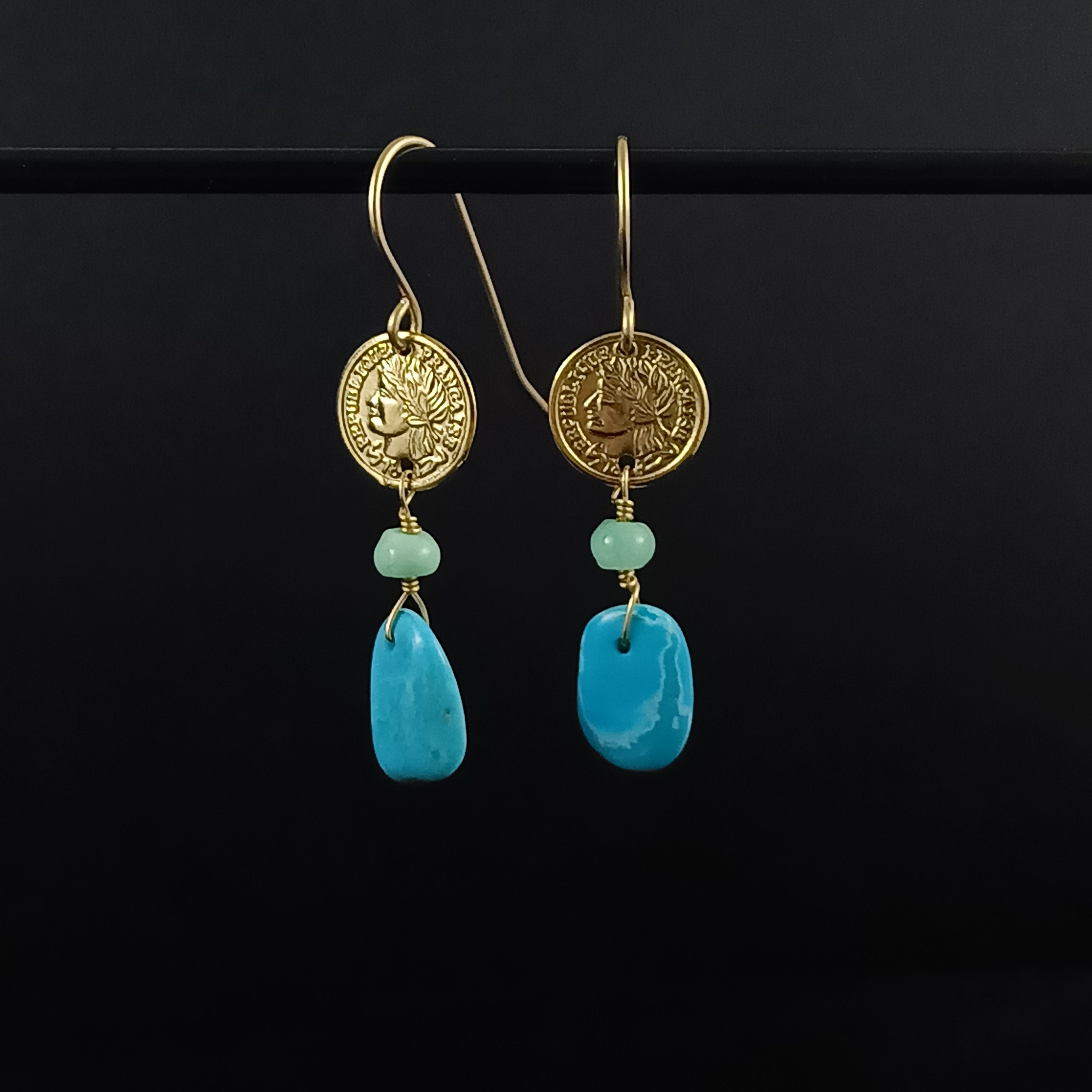 Turquoise Coin Earrings