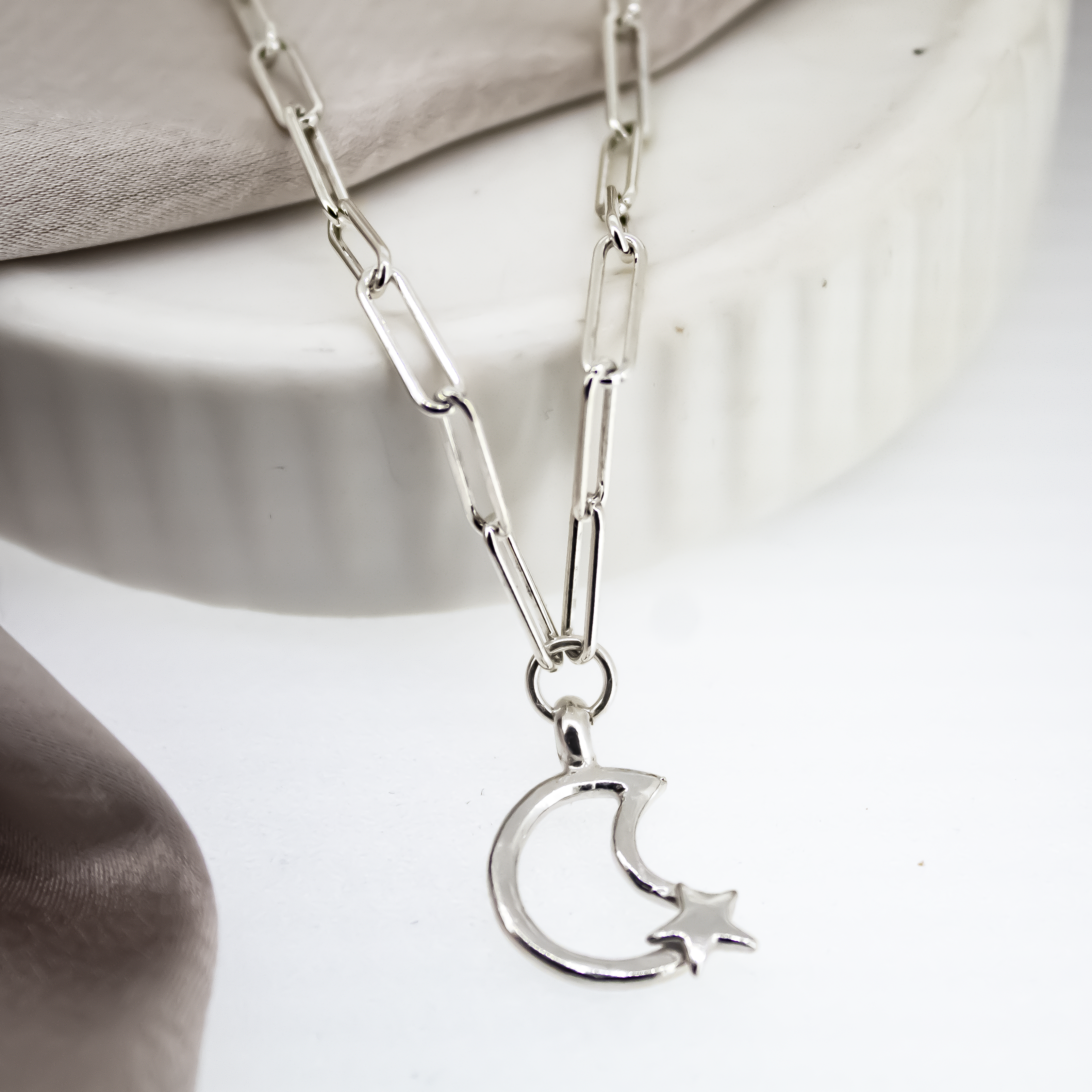 Moon and Back Trace Chain Necklace