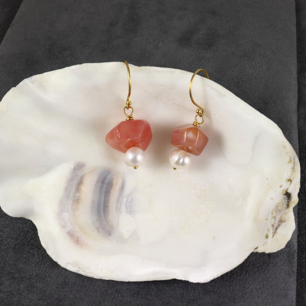 Carnelian & Pearl Earrings