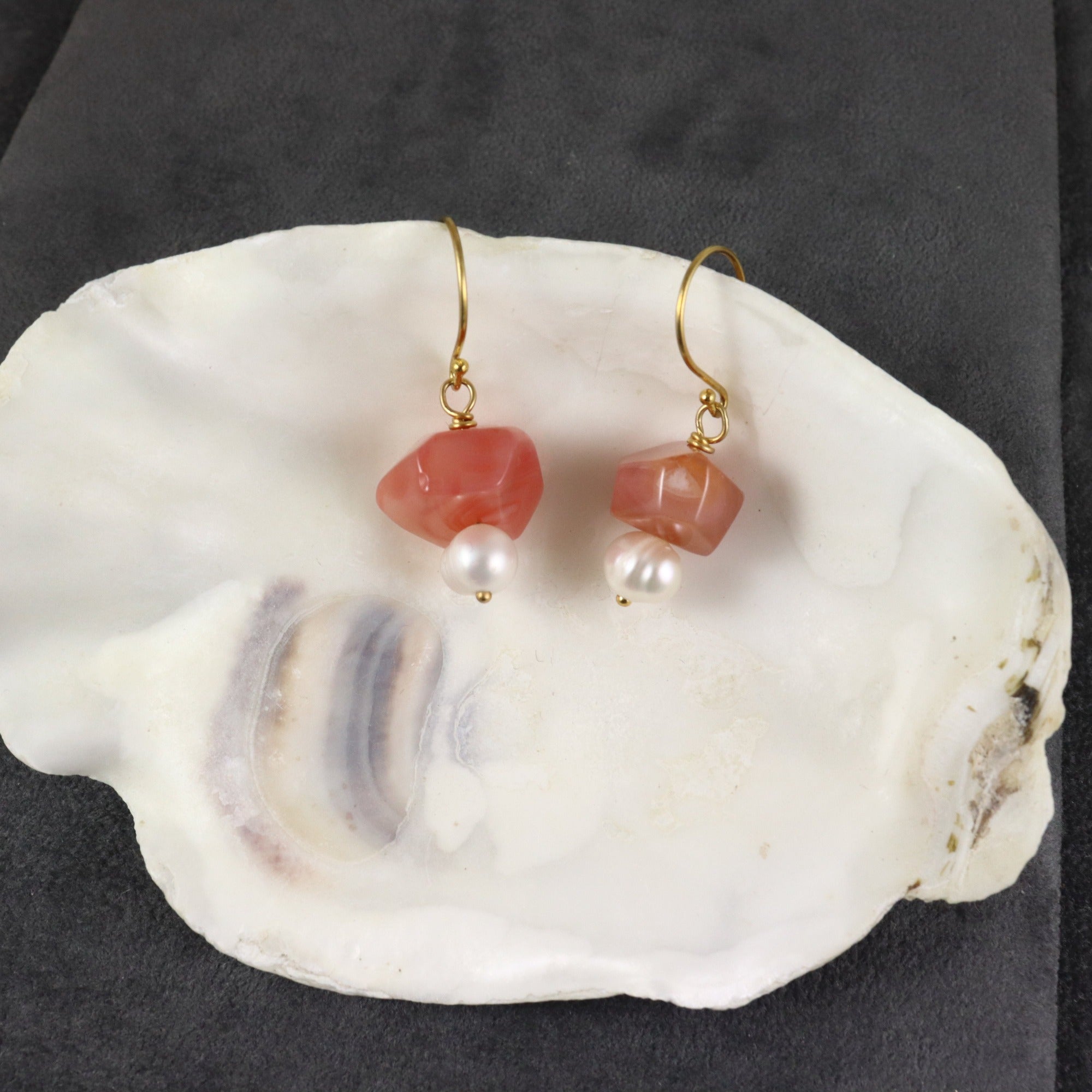 Carnelian & Pearl Earrings