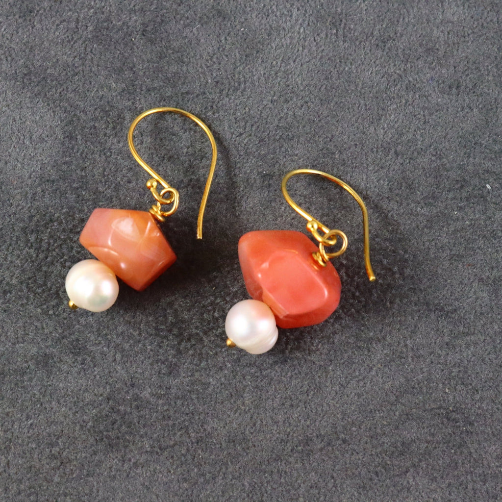 Carnelian & Pearl Earrings