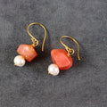 Carnelian & Pearl Earrings