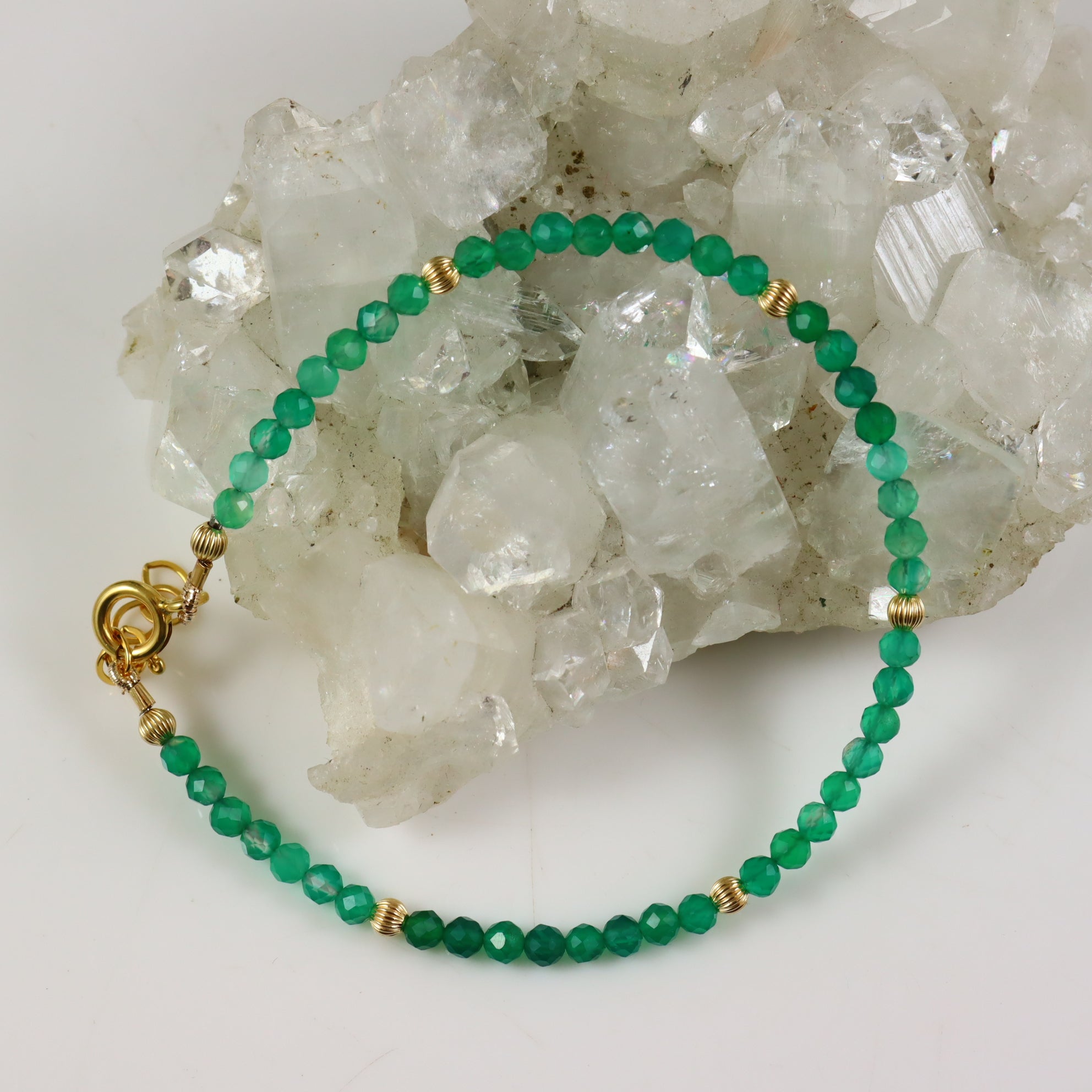 Green Onyx Gold Bracelet