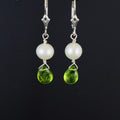 Peridot & Pearl Silver Earrings