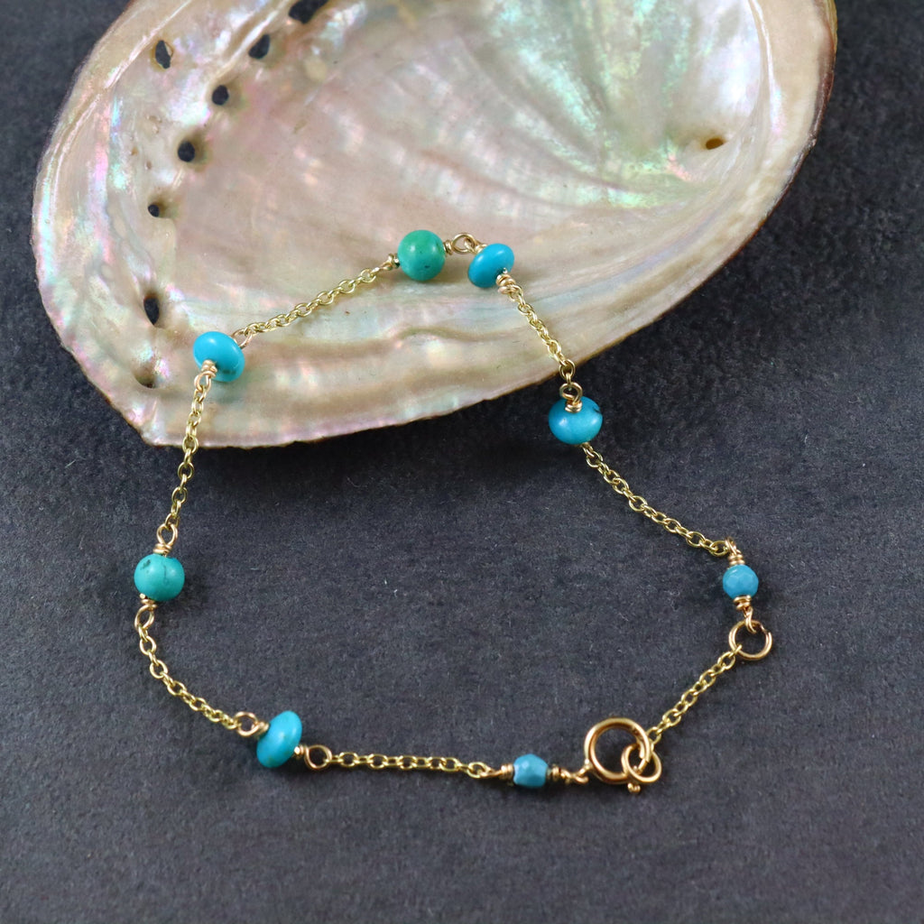 Solid Gold Turquoise Bracelet