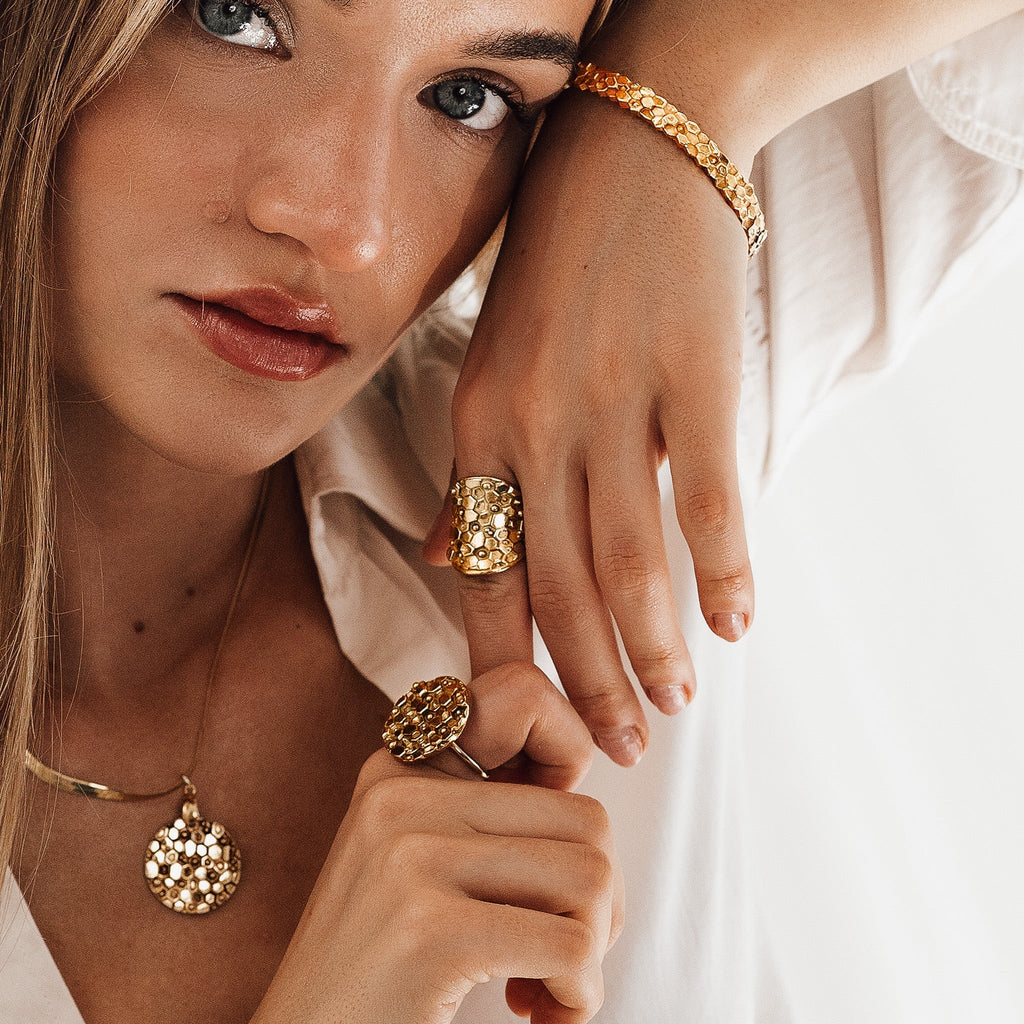 Gold or Silver Statement Saddle Ring - Hemera