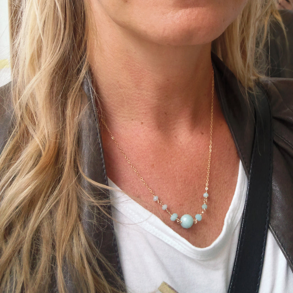 Amazonite Gold Necklace