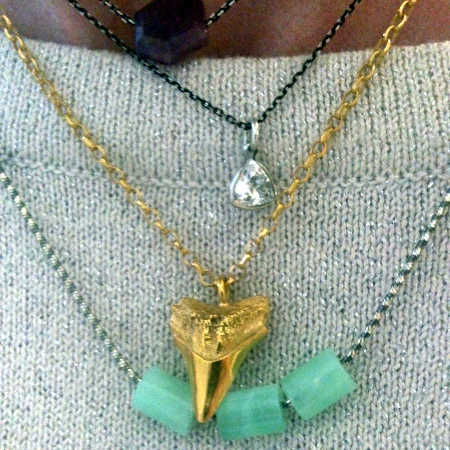 Gold Sharks tooth necklace